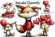 Whimsical Valentine Fox Clipart, an Illustration by cherrydesign (Thumbnail 2 of 4)