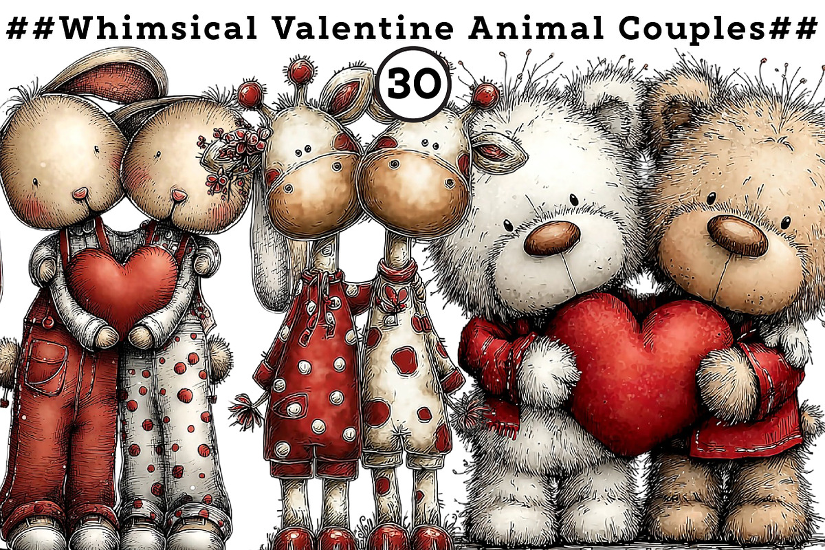Whimsical Valentine Animal Couples, an Illustration by CreationArt (Photo 1 of 6)