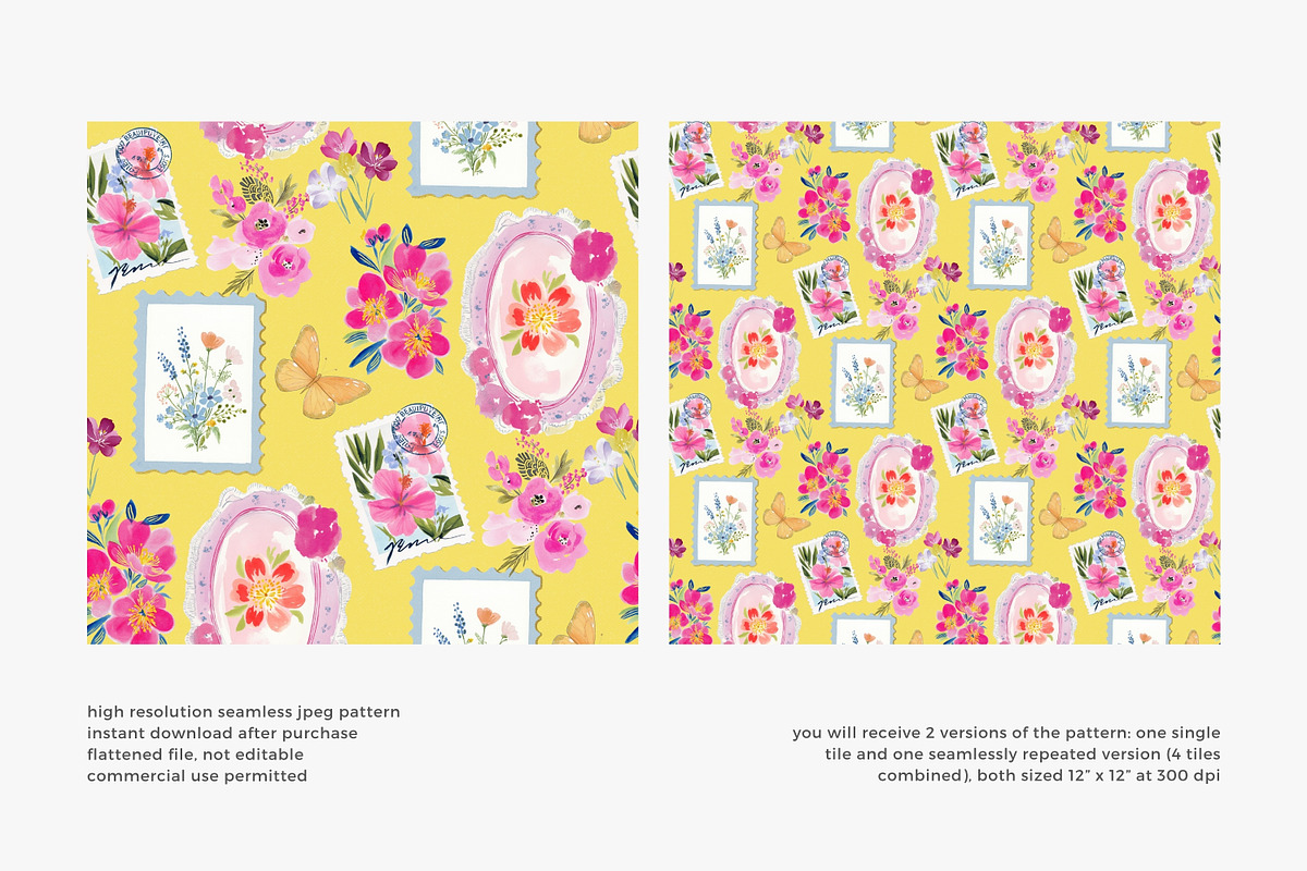 postage stamp seamless pattern, a Pattern Graphic by Pink Studio Art (Photo 3 of 4)