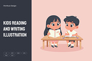 Kids Reading & Writing Illustration, an Education Illustration by Partikusi Design (Thumbnail 1 of 3)