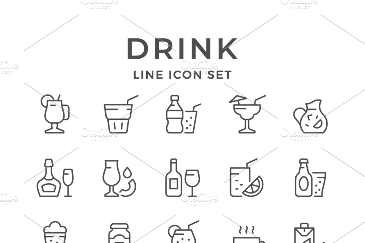 Set line icons of drink, an Outline Icon by motorama (Photo 1 of 2)