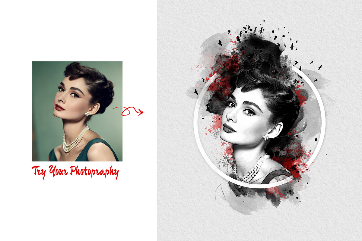 Watercolor Canvas Frame Art Effect, an Action Add-On by MRI STUDIO (Photo 9 of 34)