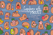 Cute Capybara and Fresh Fruits, a Seasonal Illustration by Palau (Thumbnail 1 of 12)