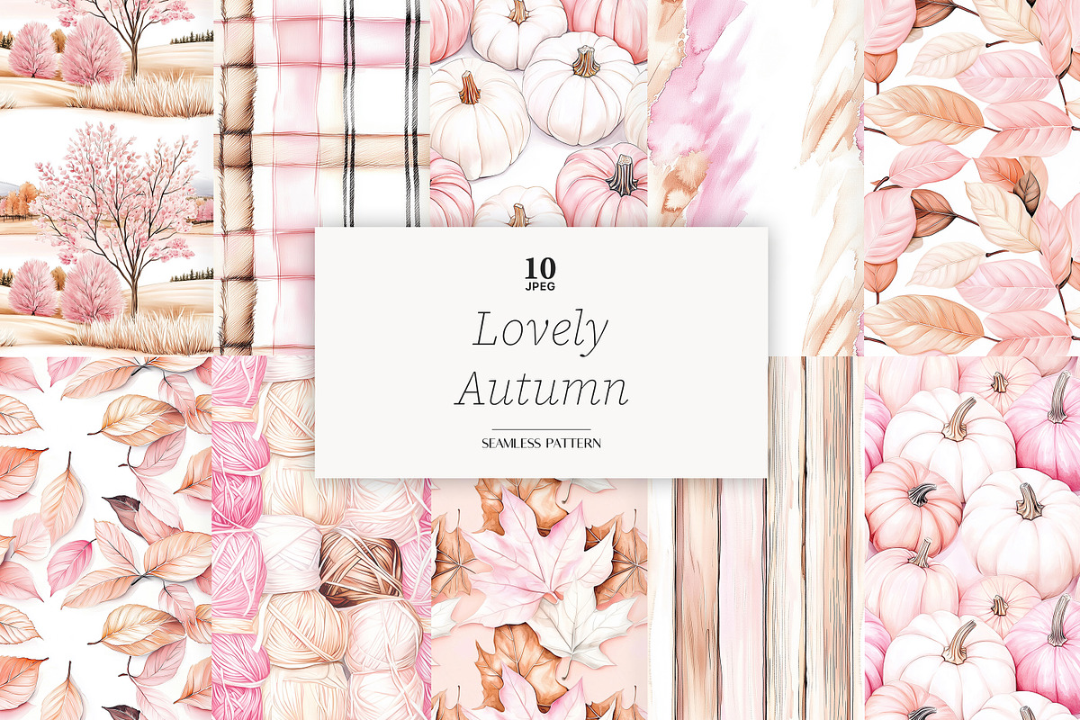 Coquette Autumn Digital Papers, a Pattern Graphic by GlamArtZhanna (Photo 1 of 4)