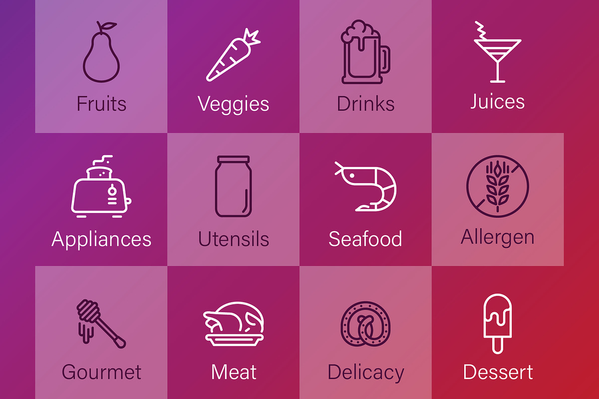 Delicio Pro - Food icons, an Outline Icon by Amogh Design (Photo 2 of 11)