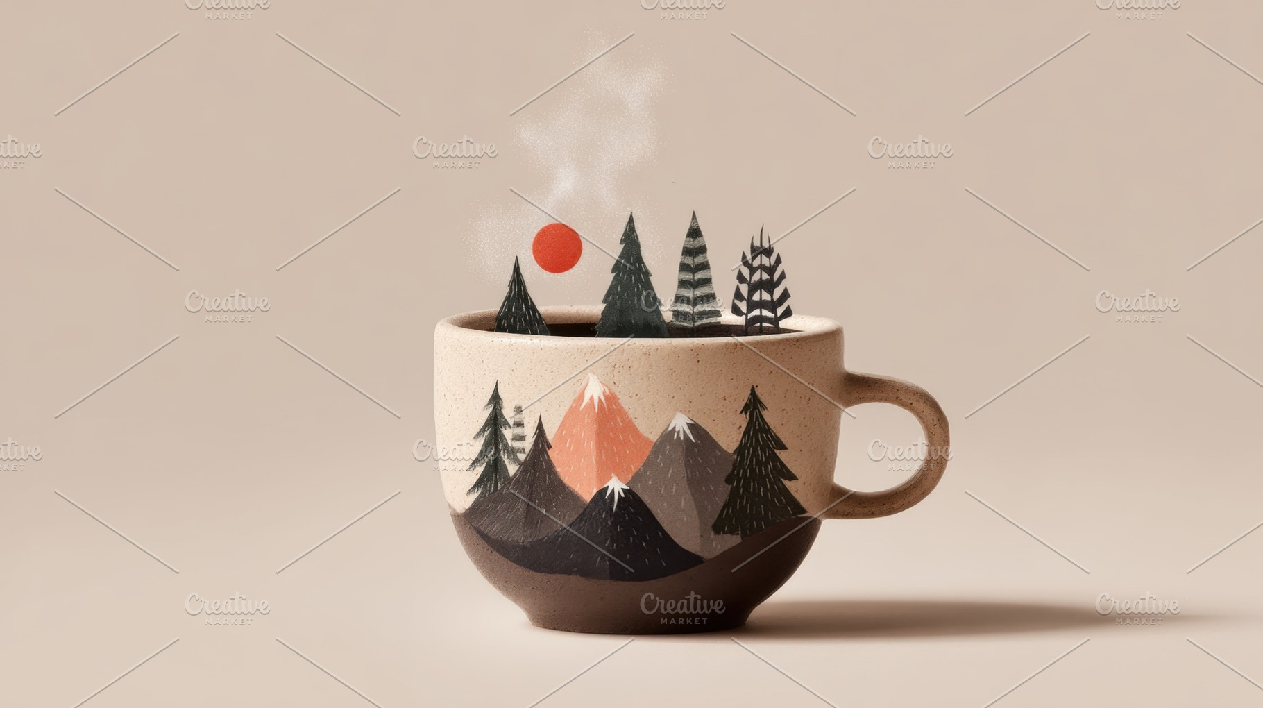 Cup holds mountains and sun, a Photo by Beautiful things