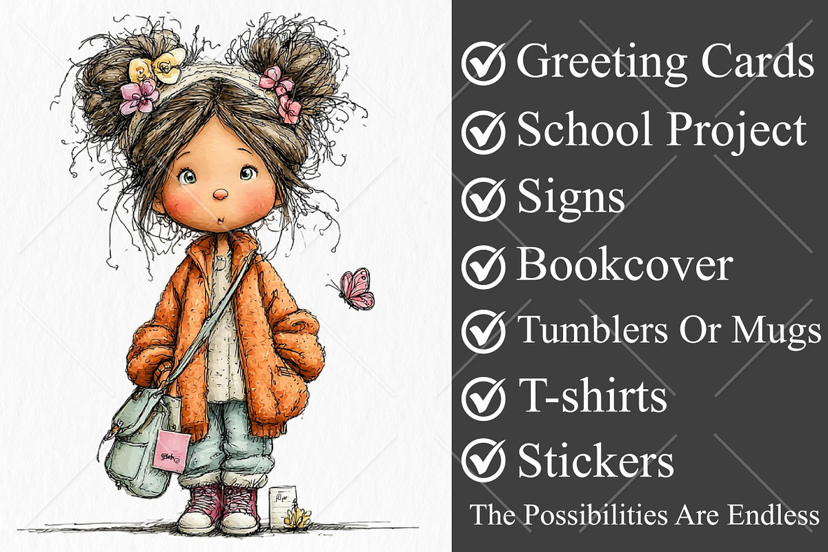 Watercolor Butterfly Letter Girl PNG, a Seasonal Illustration by Canvas Craft (Photo 3 of 10)