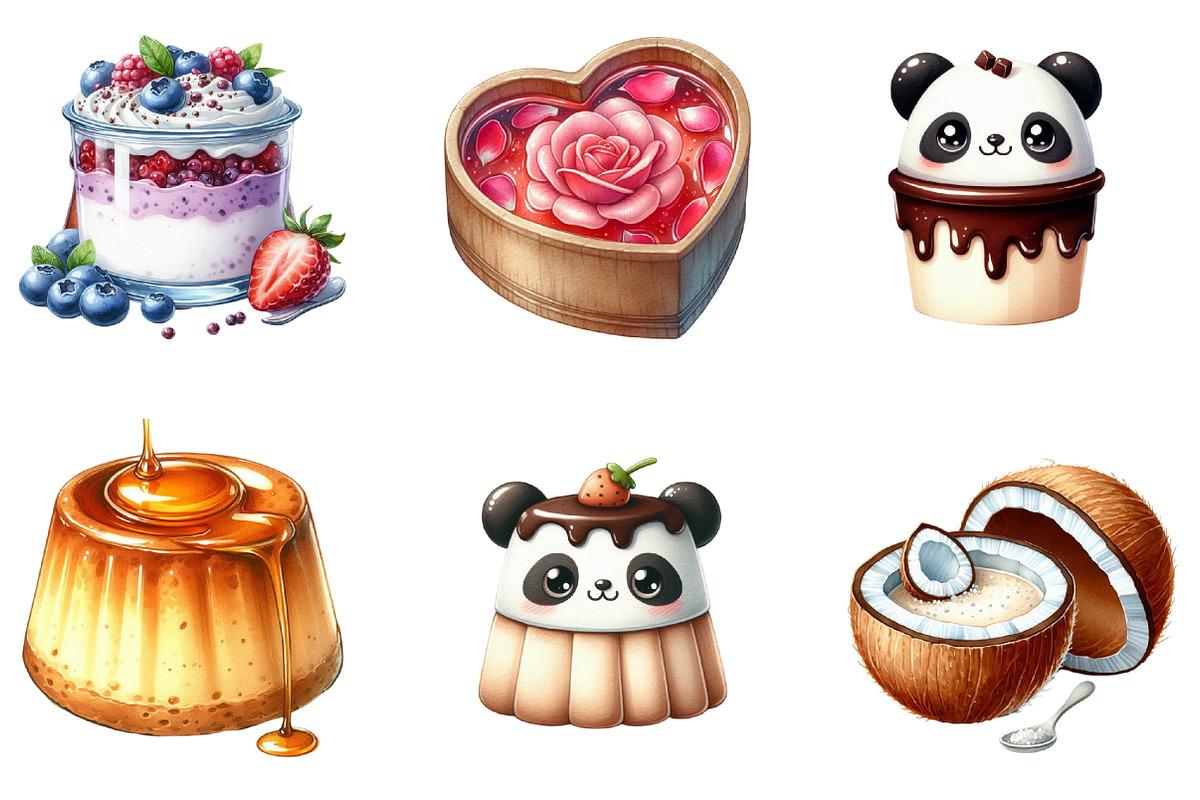 Pudding Watercolor Clipart, an Illustration by SinaCreation (Photo 2 of 5)