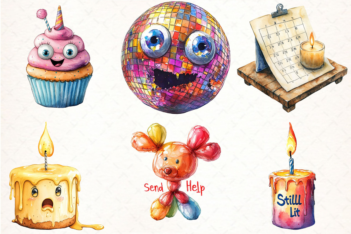 Quirky Funny Birthday Clipart PNG, an Illustration by Pixels.Craft (Photo 3 of 7)
