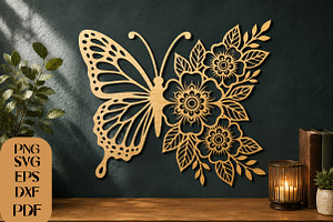 Floral Butterfly Laser Cut SVG, an Object Graphic by DreamCafeArt