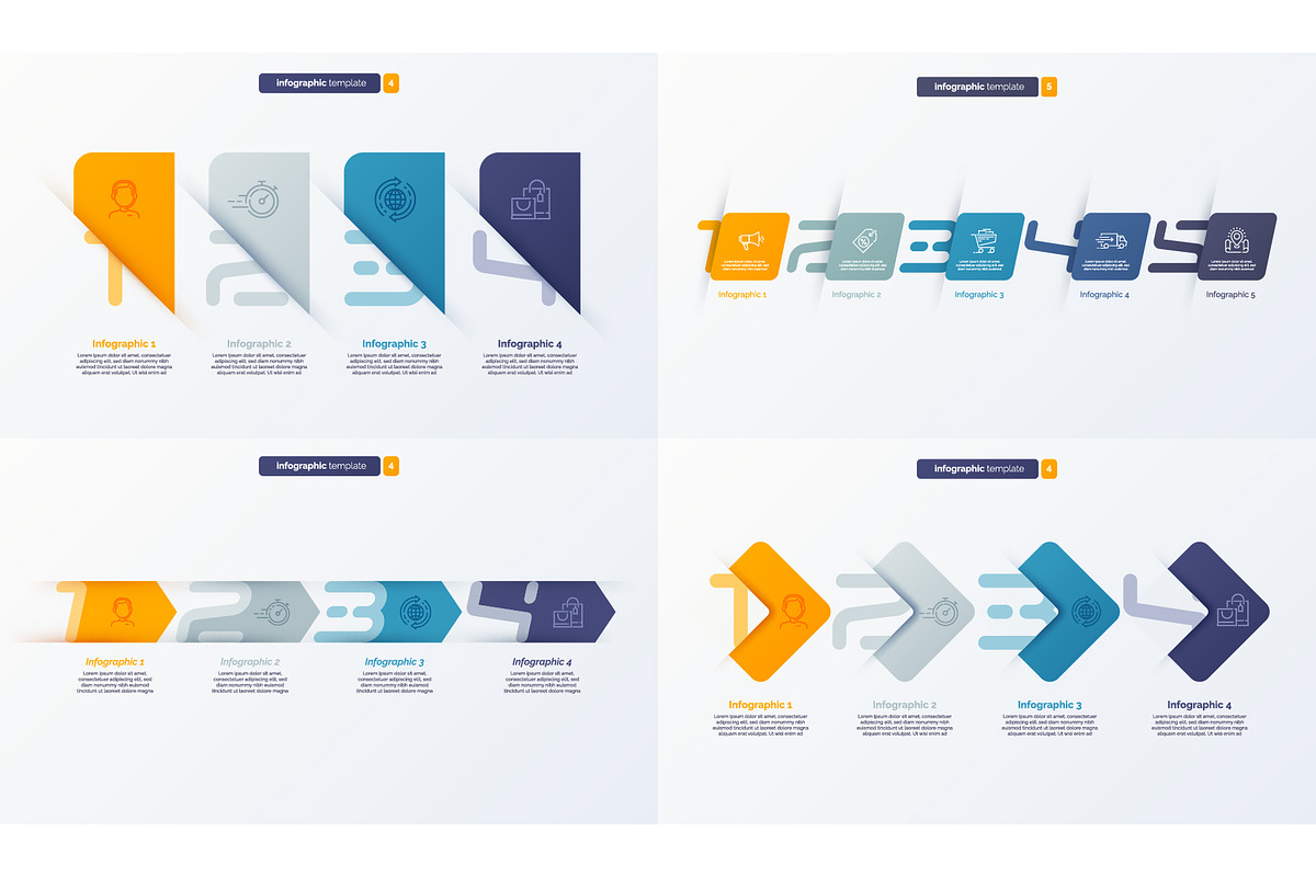 Vector number infographic templates, a Templates & Theme by rikkyal