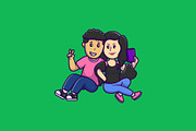 Cute Boy And Girl Taking Selfie, an Object Graphic by Artstorystudio (Thumbnail 2 of 3)