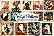 Vintage Halloween Stamps Clipart, an Illustration by Daily.Designs (Thumbnail 1 of 4)
