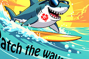Shark Surf and Sun Fun, an Animal Illustration by Sharon Schwalbe (Thumbnail 2 of 2)