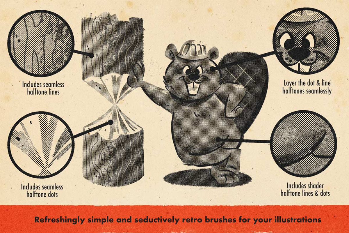 DupliTone Halftone Brushes Photoshop, a Brush Add-On by RetroSupply Co. (Photo 4 of 16)
