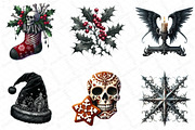 Gothic Christmas Clipart Bundle, an Illustration by DreamPrint404 (Thumbnail 5 of 6)