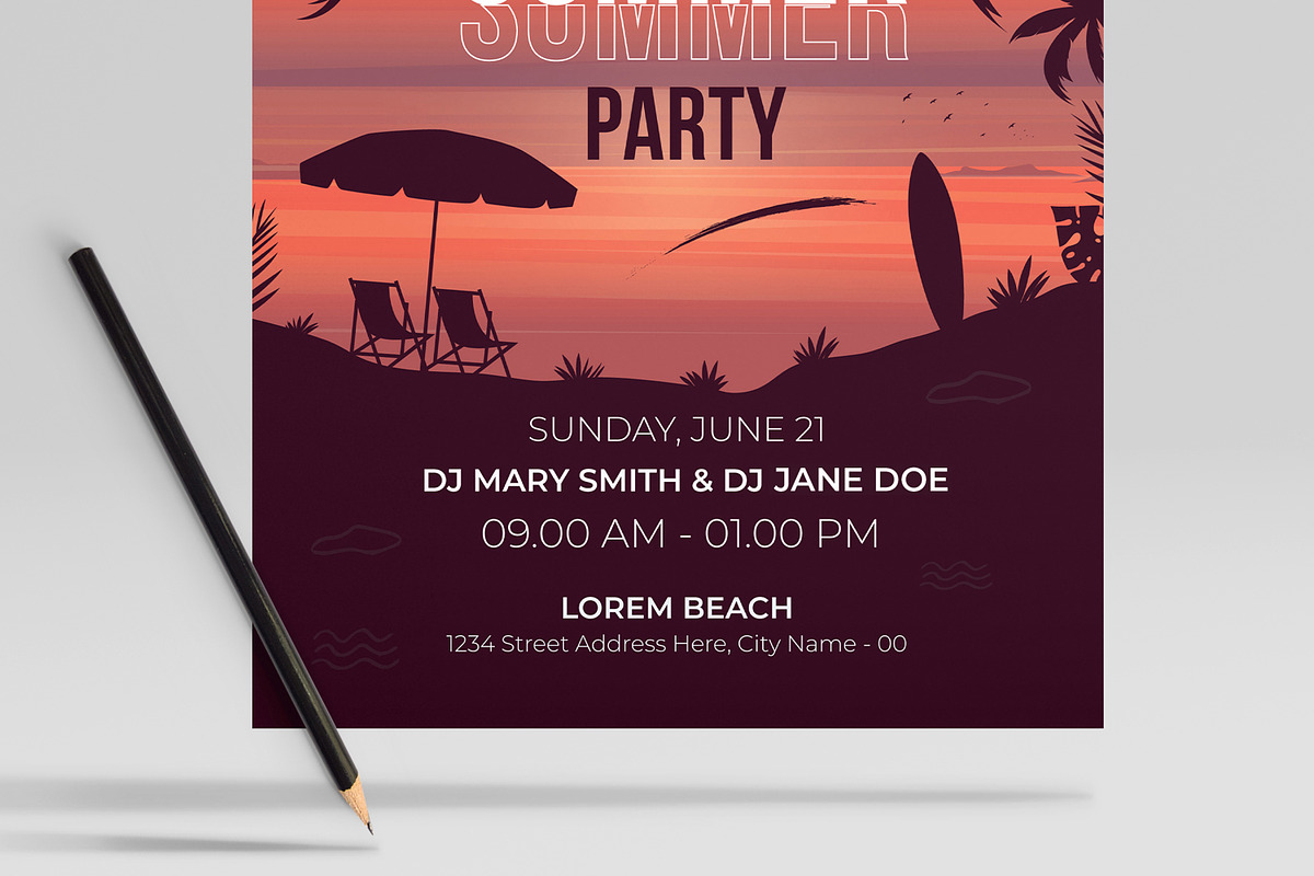 Summer Party Flyer Design Template, a Flyer Template by MightyDesign (Photo 5 of 8)