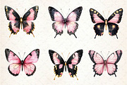 Black and Pink Butterfly Clipart, an Illustration by Dream Creation (Thumbnail 3 of 6)