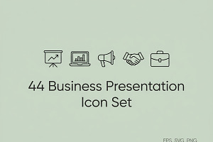 44 Business Presentation Icons, an Outline Icon by adenpinkstore