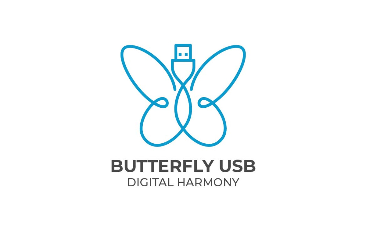 Butterfly USB Cable Monoline Logo, a Graphic by Mightyfire (Photo 3 of 3)