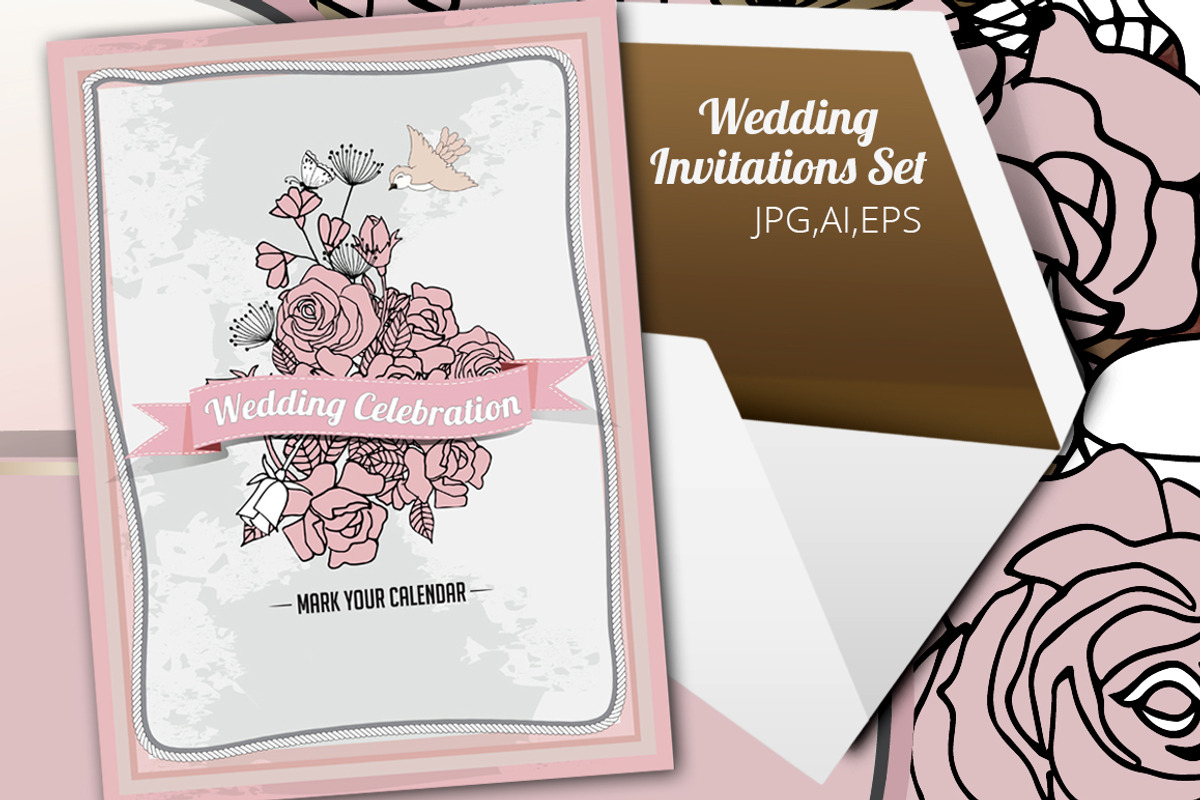 Wedding Invitation Set. Vintage, an Invitation Template by El-Studio (Photo 3 of 6)