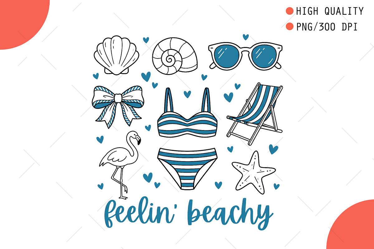 Feelin’ Beachy Cute Summer Beach PNG, an Illustration by OK Design (Photo 1 of 5)