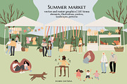 summer market clipart | svg png ai, a Seasonal Illustration by LyubovZaytseva (Thumbnail 1 of 15)