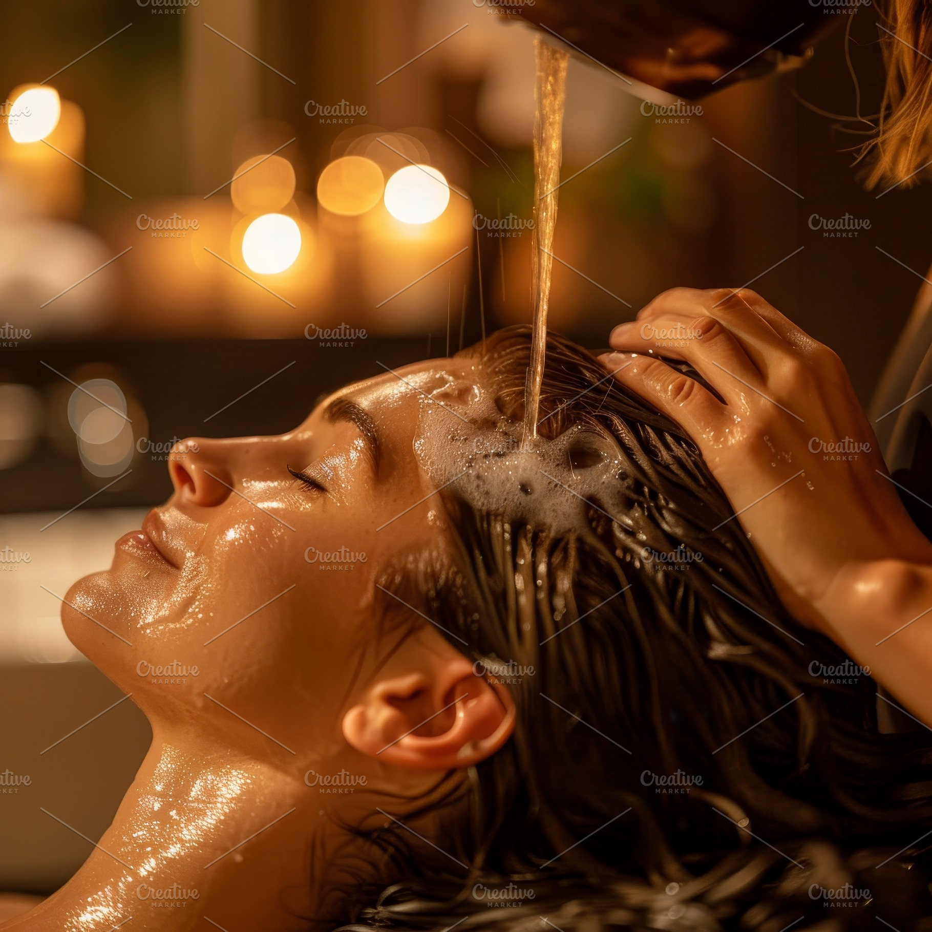 Woman Getting Hair Washed in Bath, A, a Photo by Iftikhar Alam