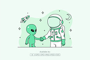 Alien and Astronaut Handshake, a Person Illustration by Partikusi Design (Thumbnail 2 of 3)