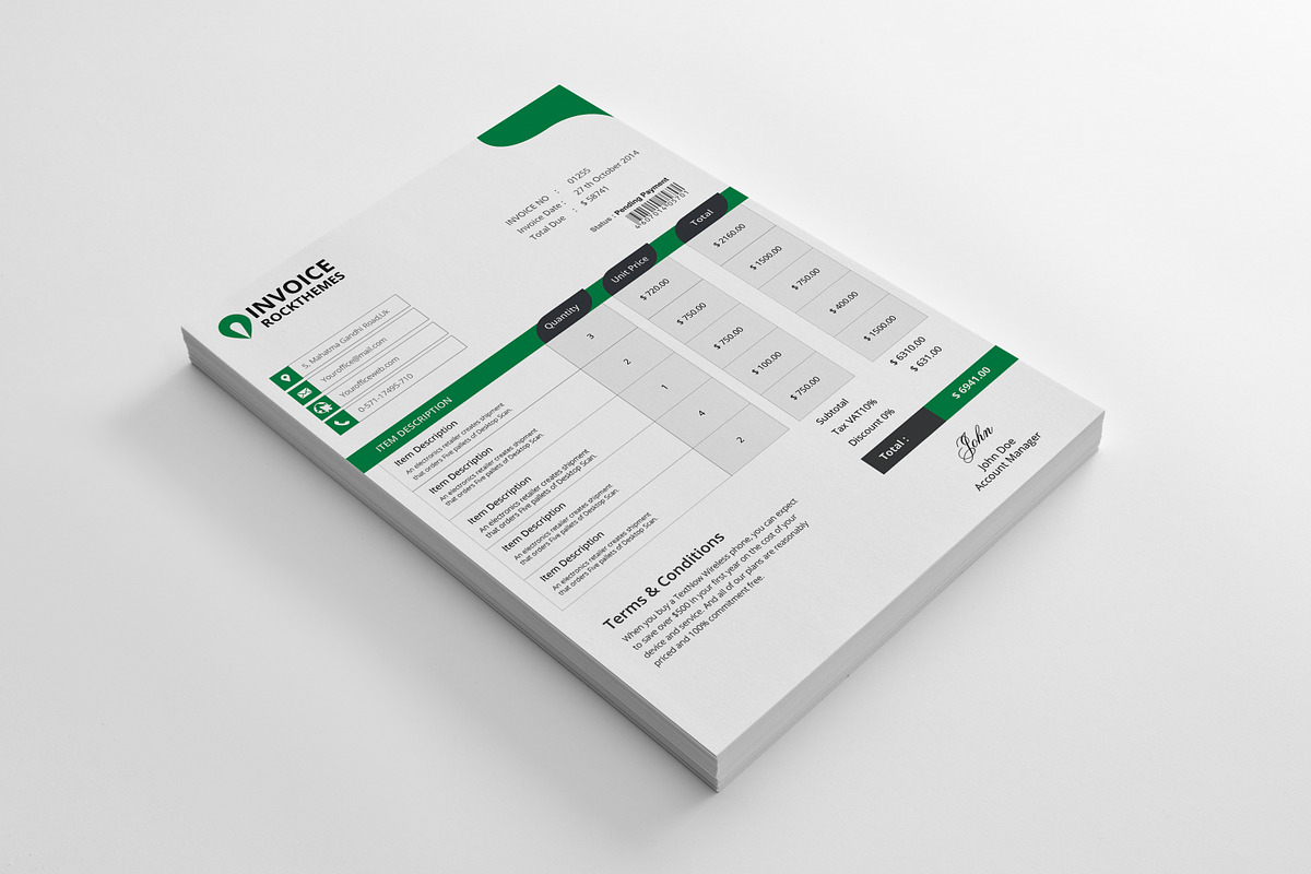 invoice template design, a Stationery Template by Graphicalark (Photo 1 of 4)