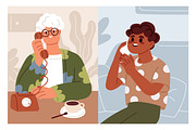 People call and talk on phone set, a Person Illustration by Good Studio (Thumbnail 4 of 7)