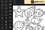 130 Ocean Animals Procreate Stamps, a Brush Add-On by DrawingStoryShop (Thumbnail 3 of 6)