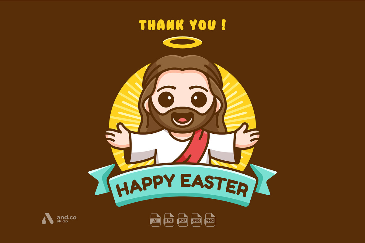 Cute Jesus Happy Easter Illustration, an Illustration by Andhnd Studio (Photo 2 of 2)