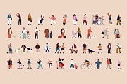 Tiny people walking set + patterns, a Person Illustration by PaperTrident (Thumbnail 1 of 3)