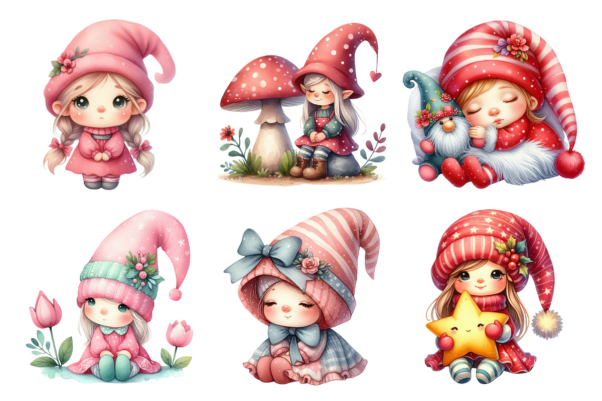 Gnome  Baby Girl Clipart, an Illustration by Daily.Designs (Photo 5 of 5)