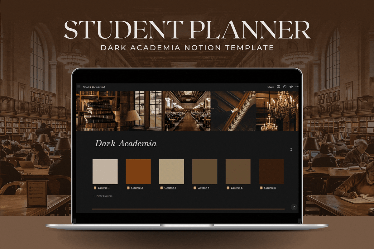 Notion Template Dark Academia, a Templates & Theme by AestheticOrganizer (Photo 2 of 9)