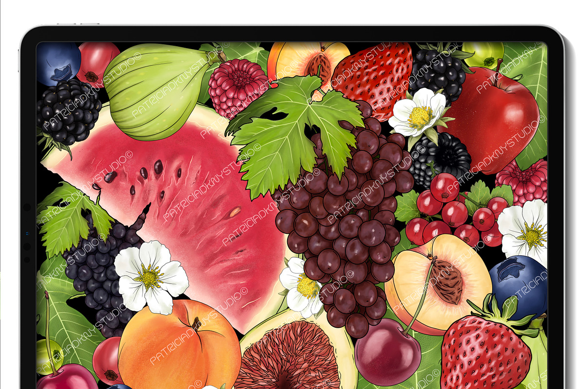 Procreate fruit stamp brushes, a Brush Add-On by PDknyStudio