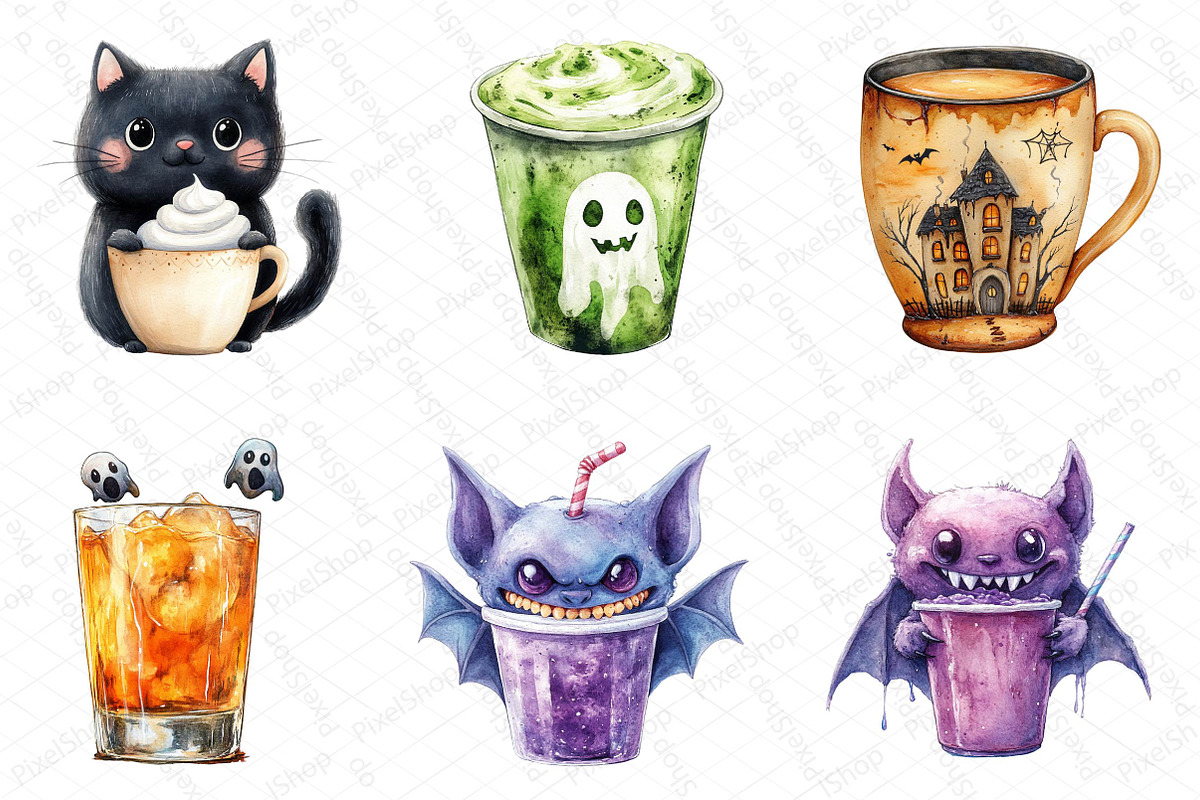 Halloween Drinks Cuties Clipart, an Illustration by DreamPrint404 (Photo 3 of 5)