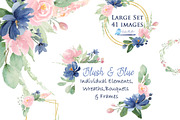 Blush and Blue Flowers, an Illustration by Graphic Blue Bird (Thumbnail 1 of 8)