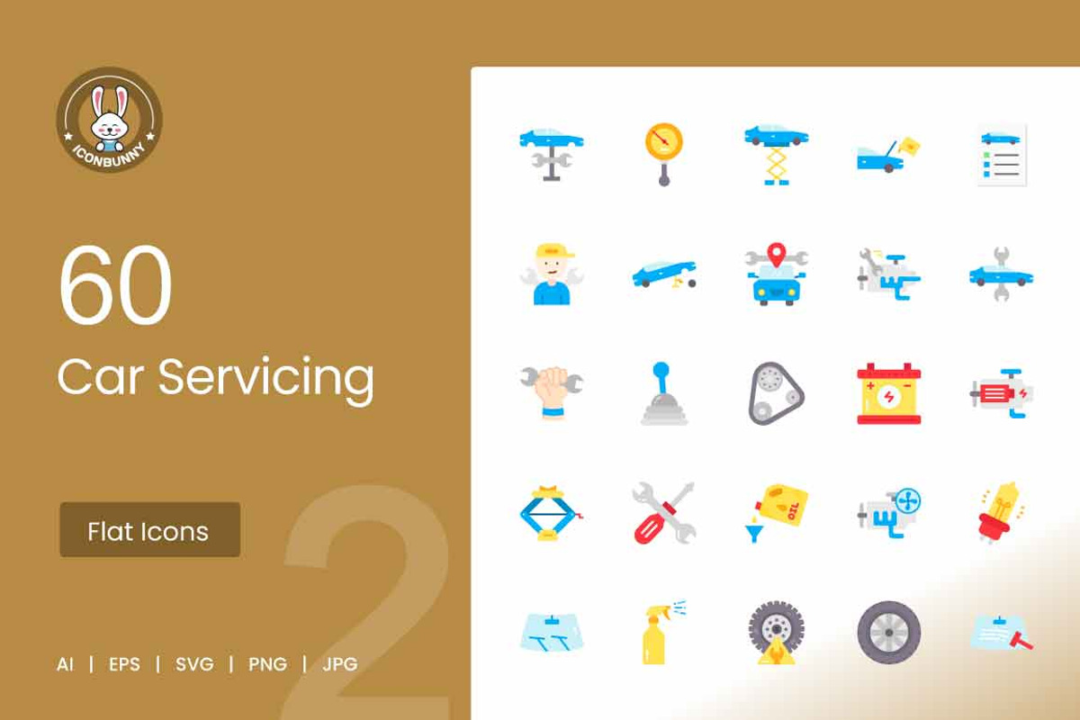 Car Servicing Flat Multicolor Icons, an Icon by IconBunny (Photo 1 of 2)