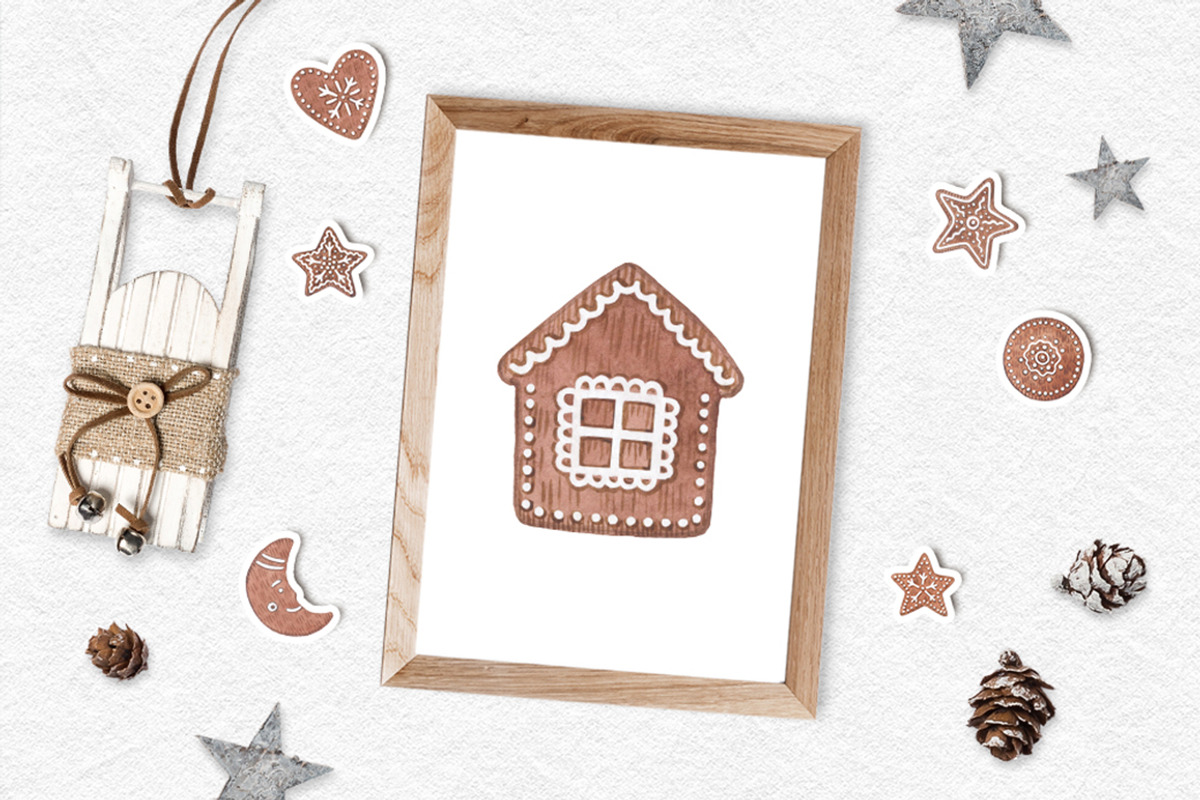 Christmas gingerbread clipart, a Decorative Illustration by CreativeByLu (Photo 4 of 7)