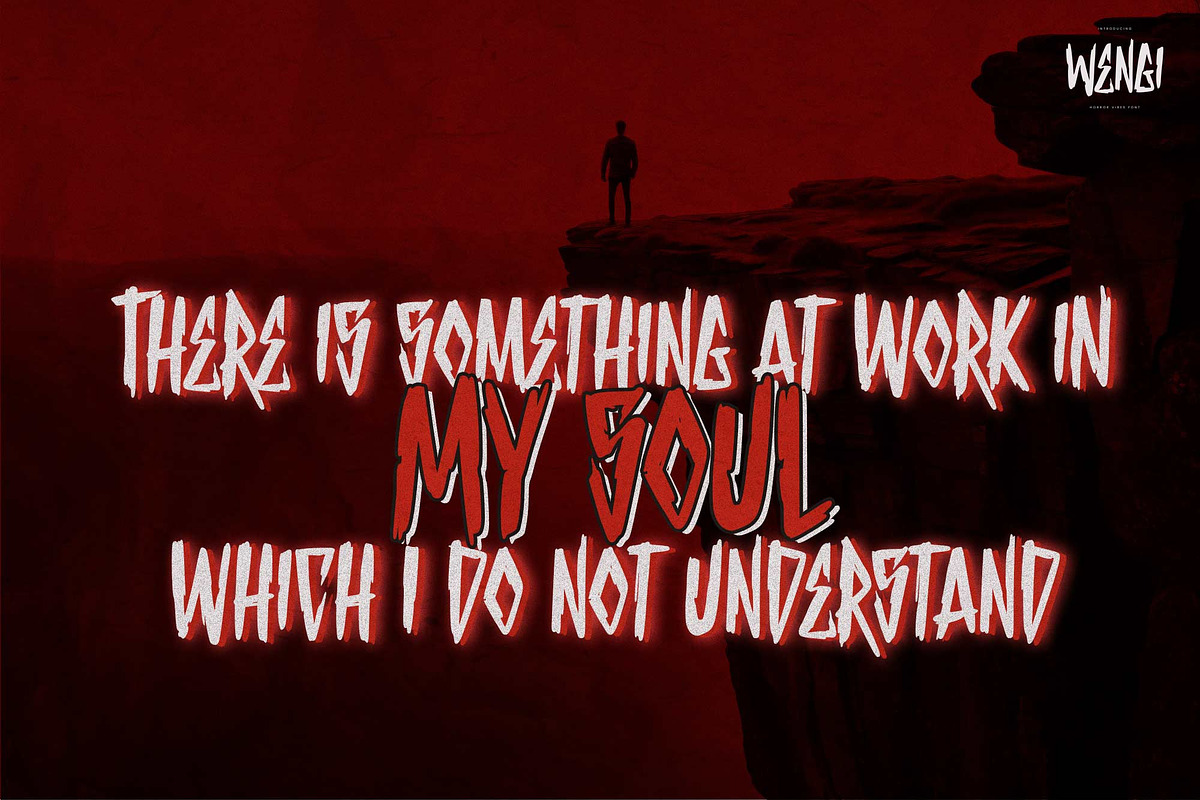 Wengi – Horror Vibes Font, a Handwritten Font by Gassstype (Photo 5 of 8)