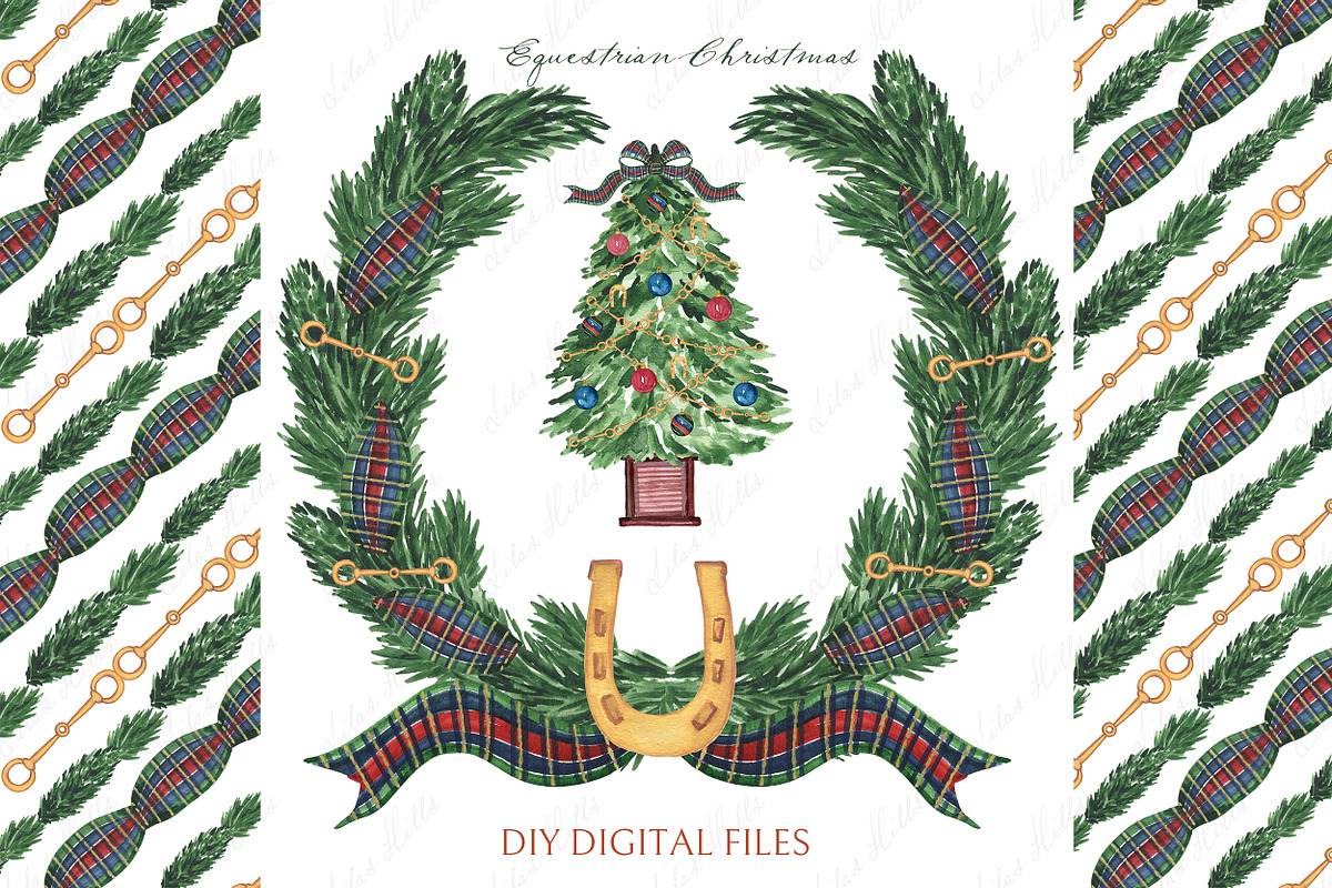 Tartan Equestrian Christmas Clipart, a Decorative Illustration by LABFcreations (Photo 1 of 4)