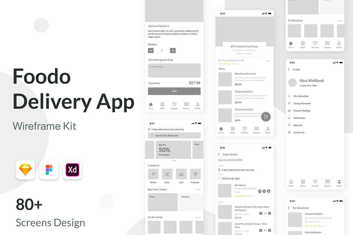 Foodo - Delivery Design Wireframe, a Wireframe Template by Capi Product