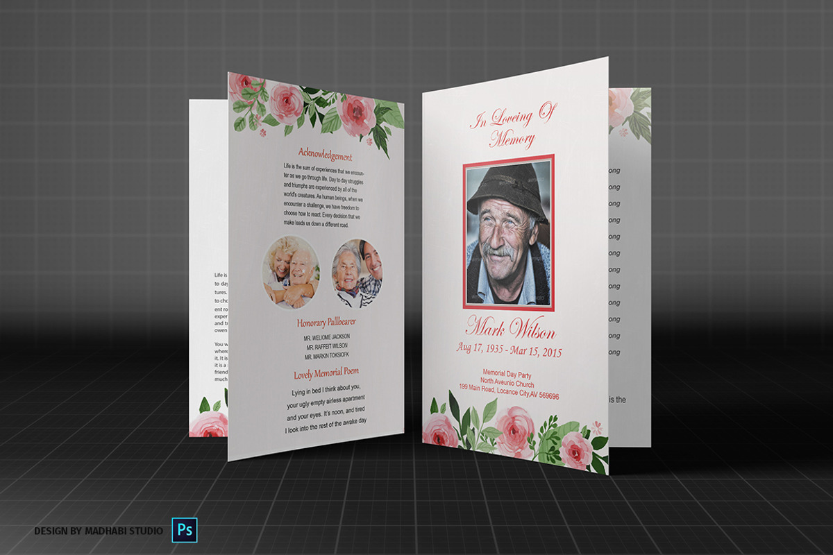 Funeral Program Template Rose, a Brochure Template by Madhabi Studio (Photo 1 of 5)