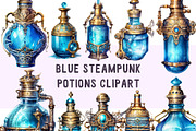 Steampunk potion bottles - Blue, an Object Illustration by YesFoxy (Thumbnail 1 of 5)