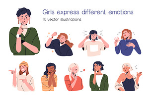 Face expressions of young women set, a Person Illustration by Good Studio