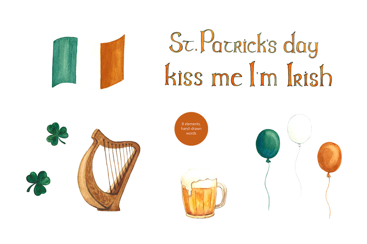 St. Patrick's day - watercolor set, an Object Graphic by KatsiarynaKa (Photo 3 of 12)