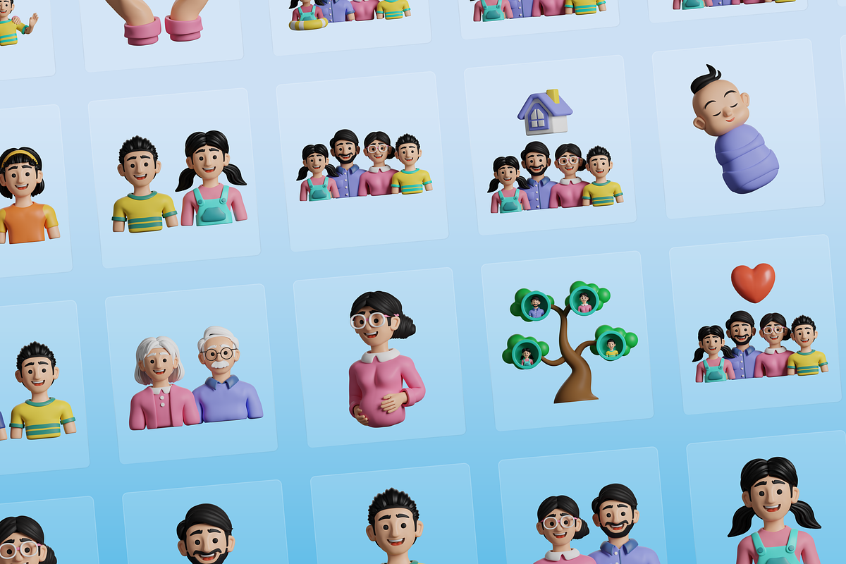 3D Family Icons, a Characters & Person 3D Model by Flat Icons (Photo 8 of 8)