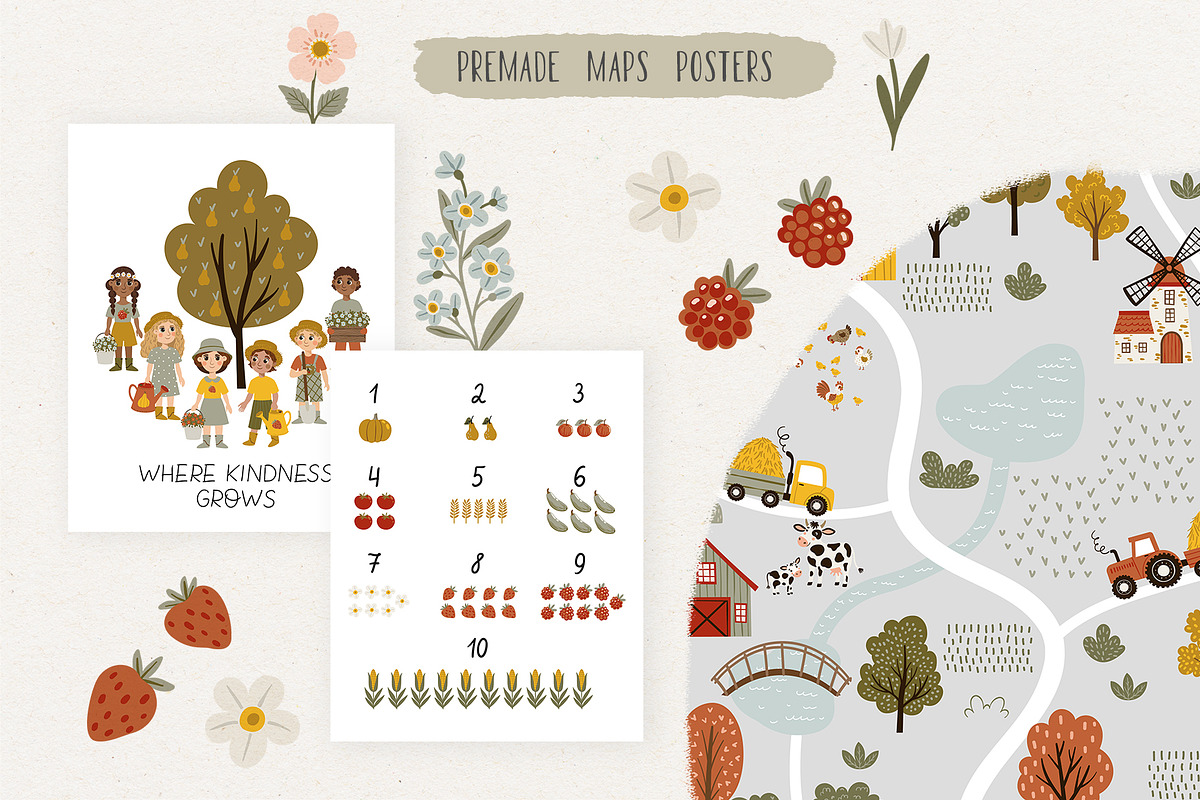 Whimsy Farm Map Clipart, a Decorative Illustration by Jenny Quince (Photo 8 of 13)